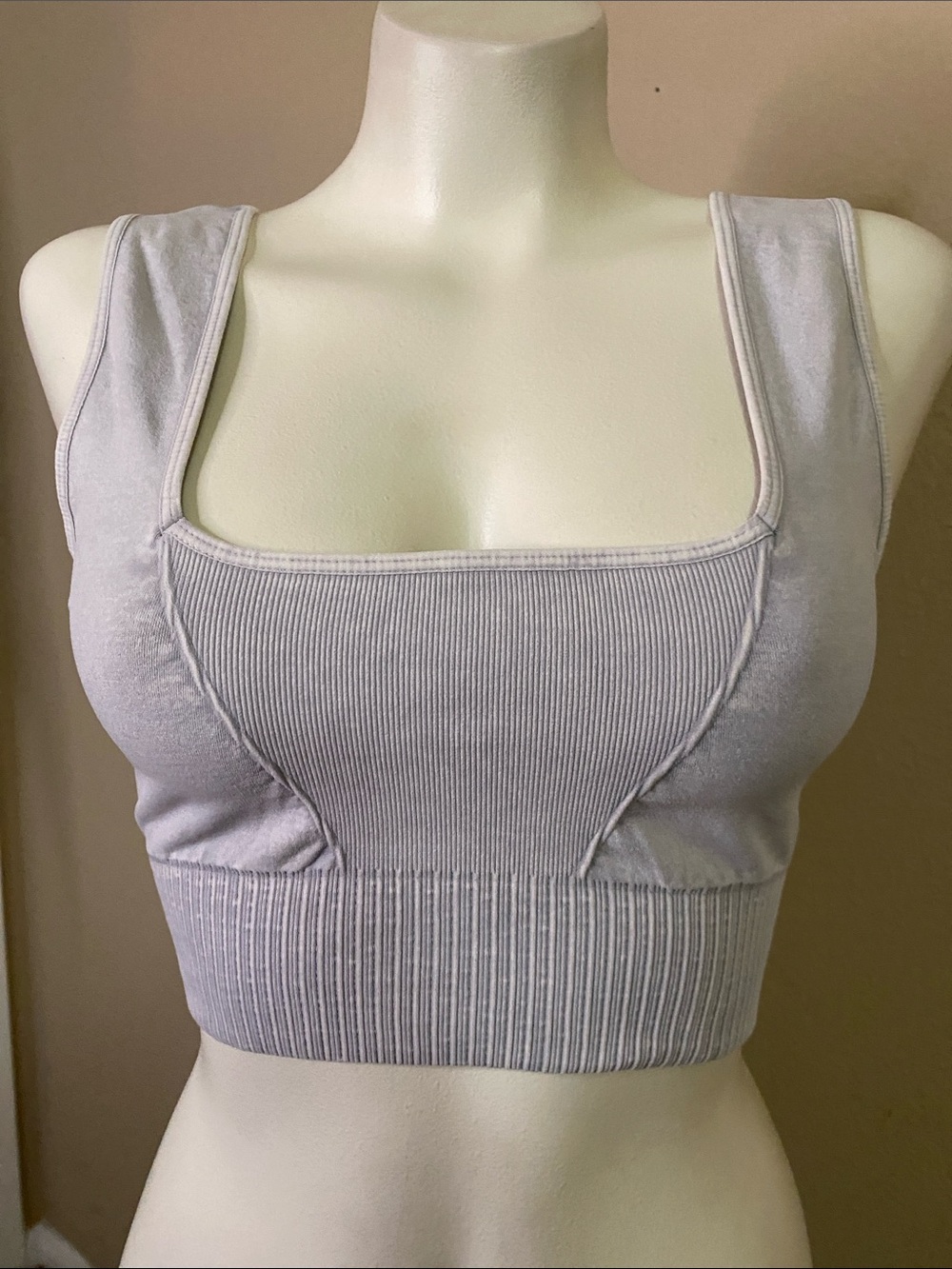 Free People free movement light lavender gray Ribbed Brami sports bra